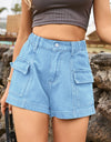 High Waist Denim Shorts with Pockets