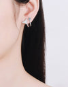 Moissanite Fishtail Rhodium-Plated Earrings