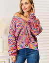 Woven Right V-Neck Long Sleeve Cardigan
