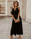 Tied Surplice Cap Sleeve Pleated Dress