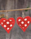 Sequin Heart Leather Drop Earrings