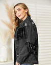 Fringe Detail Long Sleeve Denim Jacket