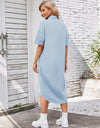 Button Up Dropped Shoulder Denim Dress