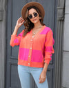 Plaid V-Neck Dropped Shoulder Cardigan