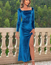 Tie Back Long Sleeve Slit Dress