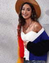 Color Block Ribbed Long Sleeve Cardigan
