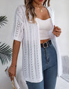 Openwork Open Front Half Sleeve Cardigan