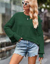 Round Neck Drop Shoulder Long Sleeve Sweater