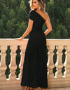 One-Shoulder Ruched Maxi Dress