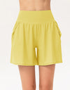 Pocketed Elastic Waist Active Shorts