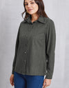 Collared Neck Button Up Denim Top