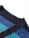 Openwork Color Block Tied Cardigan