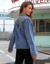 Studded Fringe Button Down Denim Jacket
