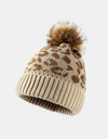 Leopard Pom-Pom Cuffed Beanie