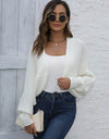 Bat Sleeve Open Front Short Cardigan
