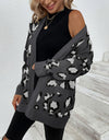Leopard Open Front Dropped Shoulder Cardigan