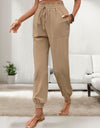 Tied Elastic Waist Pants with Pockets