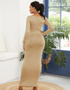 Round Neck Long Sleeve Maxi Wrap Dress