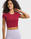 Round Neck Short Sleeve Cropped Sports T-Shirt