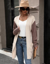 Contrast Open Front Long Sleeve Cardigan