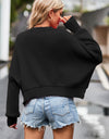 Round Neck Drop Shoulder Long Sleeve Sweater