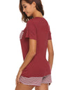 Striped Short Sleeve Top and Shorts Lounge Set
