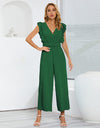 Ruffled Surplice Cap Sleeve Jumpsuit