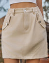 Pocketed Buttoned Mini Denim Skirt