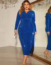 Plus Size Surplice Neck Slit Dress