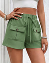 Tied Elastic Waist Shorts with Pockets