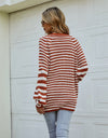 Striped Button Up Long Sleeve Cardigan