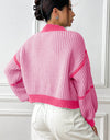 Contrast Open Front Long Sleeve Cardigan