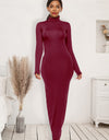Mock Neck Long Sleeve Maxi Slim Dress