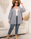Plus Size Open Front Dropped Shoulder Knit Cardigan