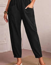 Elastic Waist Pocket Tapered Pants