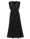 Tied Surplice Cap Sleeve Pleated Dress