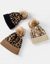Leopard Pom-Pom Cuffed Beanie