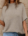 Mock Neck Short Sleeve Sweater