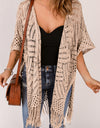 Openwork Open Front Cardigan with Fringes