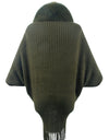 Fringe Detail Long Sleeve Ribbed Poncho