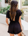 Ruffled Boat Neck Short Sleeve Romper