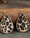 Zircon PU Leopard Teardrop Earrings