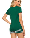 Striped Short Sleeve Top and Shorts Lounge Set