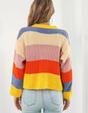 Color Block Button-Down Dropped Shoulder Cardigan