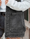 Button Up Sleeveless Denim Jacket with Pockets