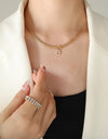 Brass Inlaid Zircon Letter Pendant Necklace