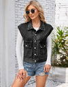 Cap Sleeve Denim Jacket with Pockets