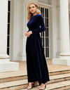 Tie Front Round Neck Long Sleeve Maxi Dress