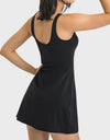 Square Neck Sports Tank Dress with Full Coverage Bottoms