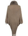 Striped Fringe Detail Long Sleeve Poncho